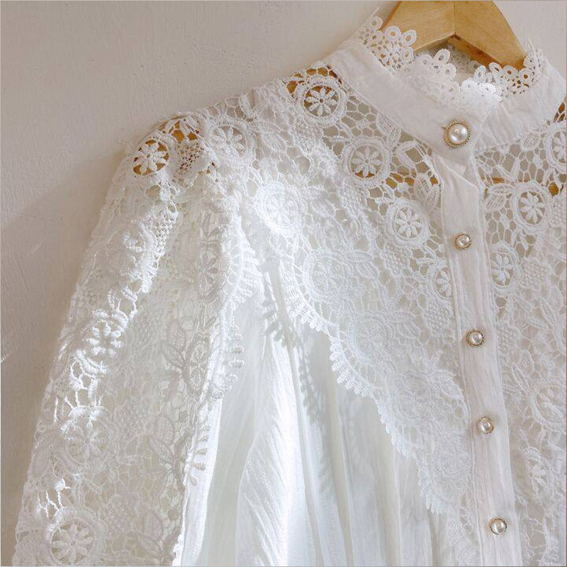 Women's Petal Sleeve Stand Collar Blouse