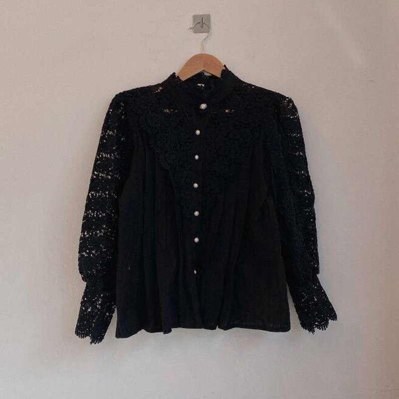 Women's Petal Sleeve Stand Collar Blouse Women's Petal Sleeve Stand Collar Blouse