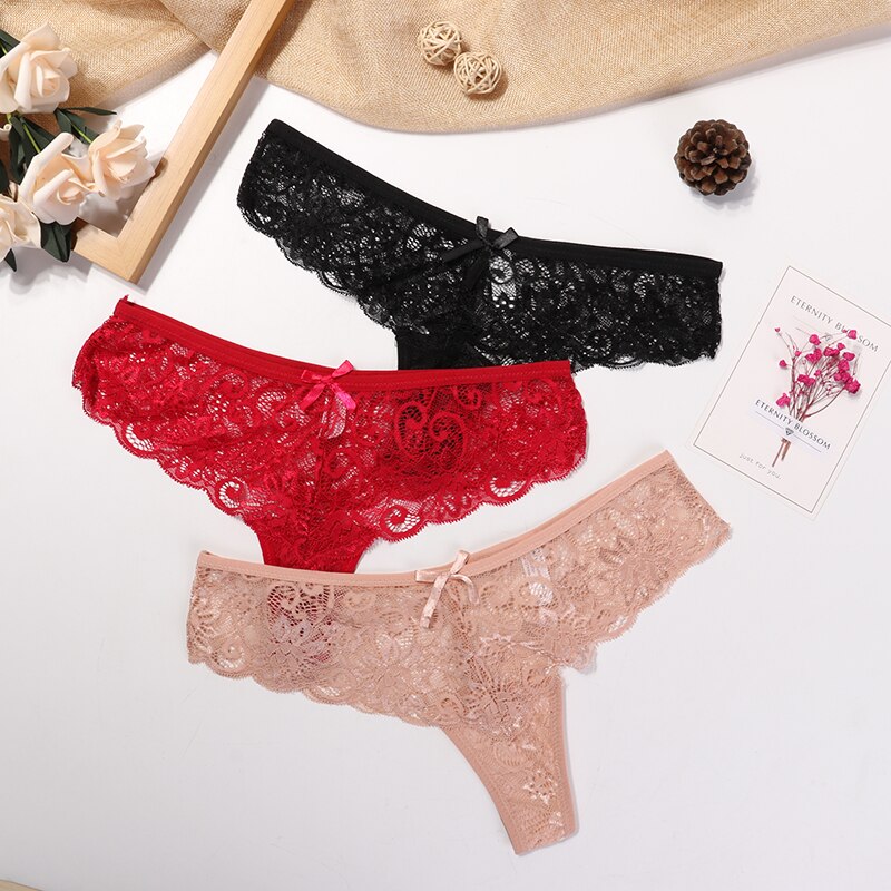 Women's Lace Sexy G-String 3 Pcs Set Women's Lace Sexy G-String 3 Pcs Set