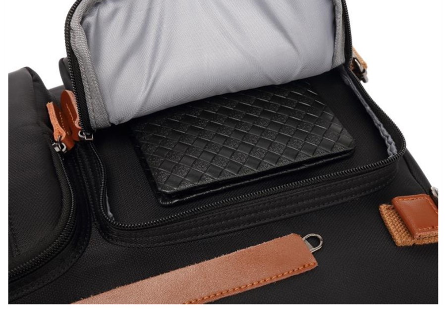 Men's 2 in 1 Leather Detail Laptop Backpack and Briefcase