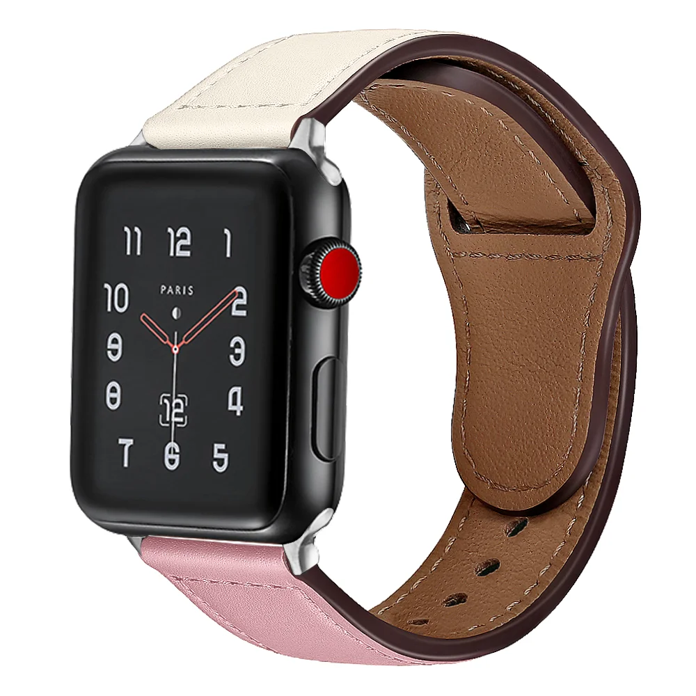 Casual Leather Apple Solid Watch Strap