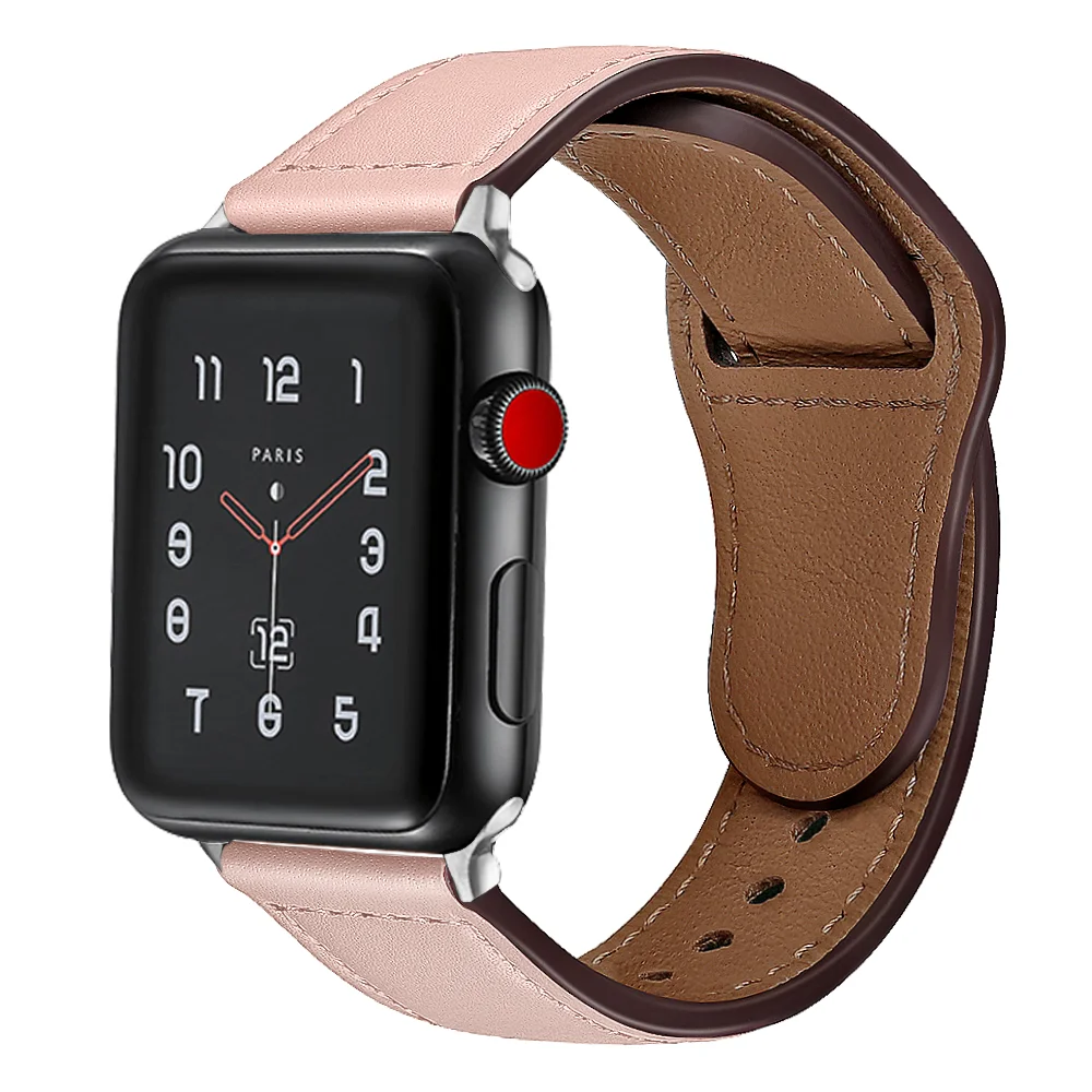 Casual Leather Apple Solid Watch Strap