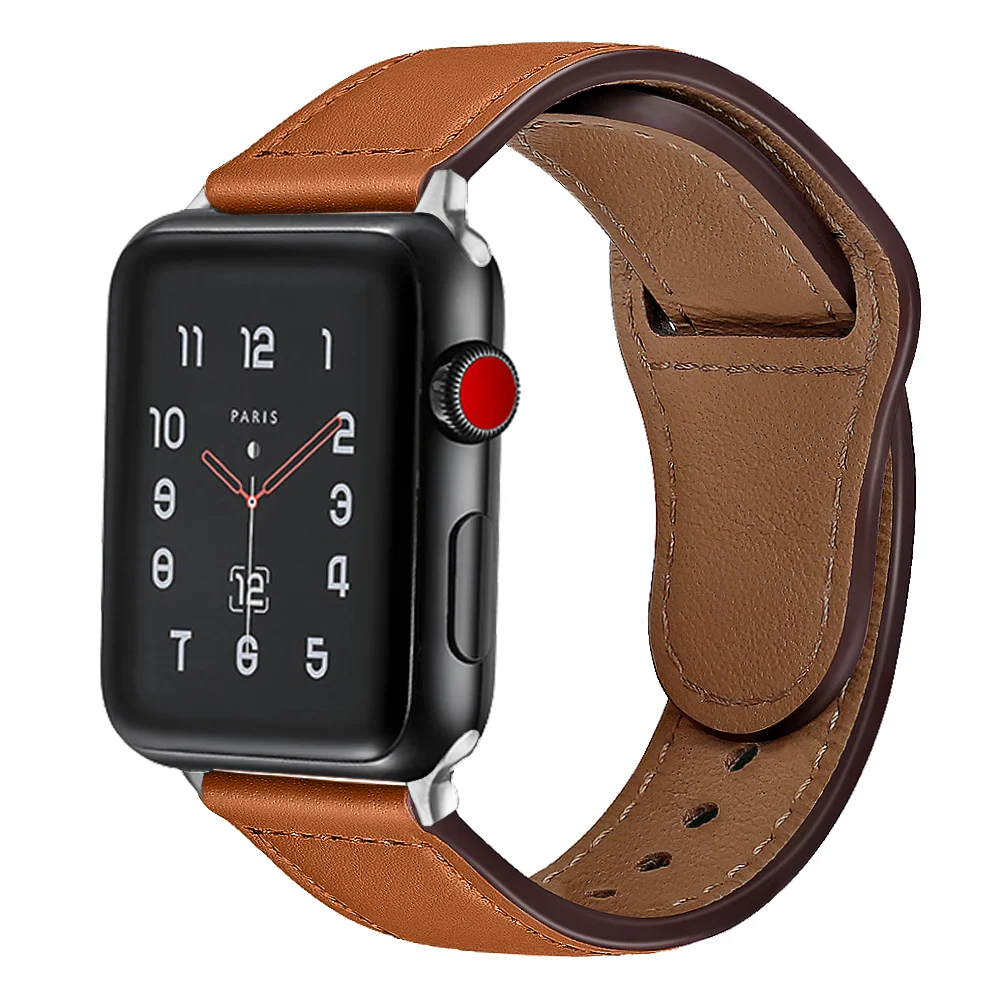 Casual Leather Apple Solid Watch Strap