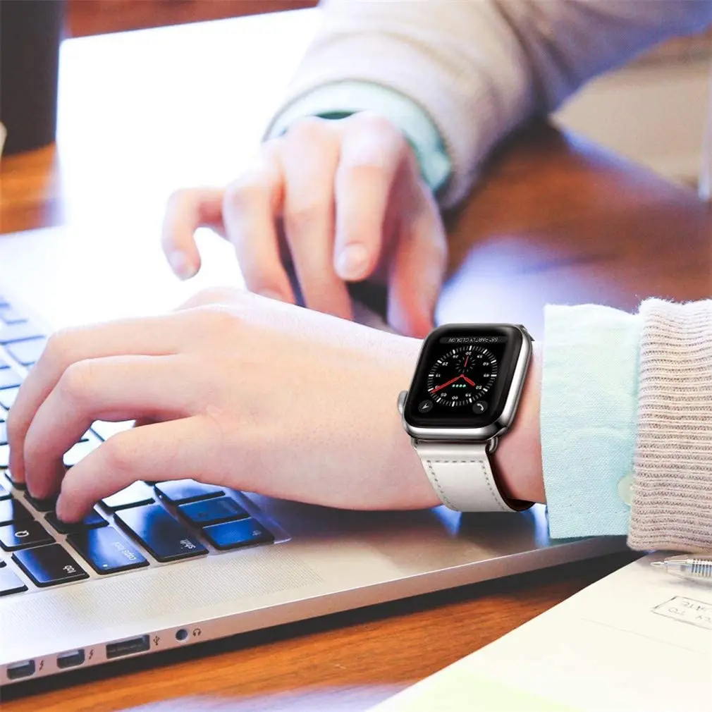 Casual Leather Apple Solid Watch Strap