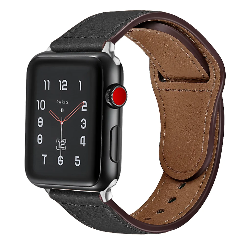 Casual Leather Apple Solid Watch Strap