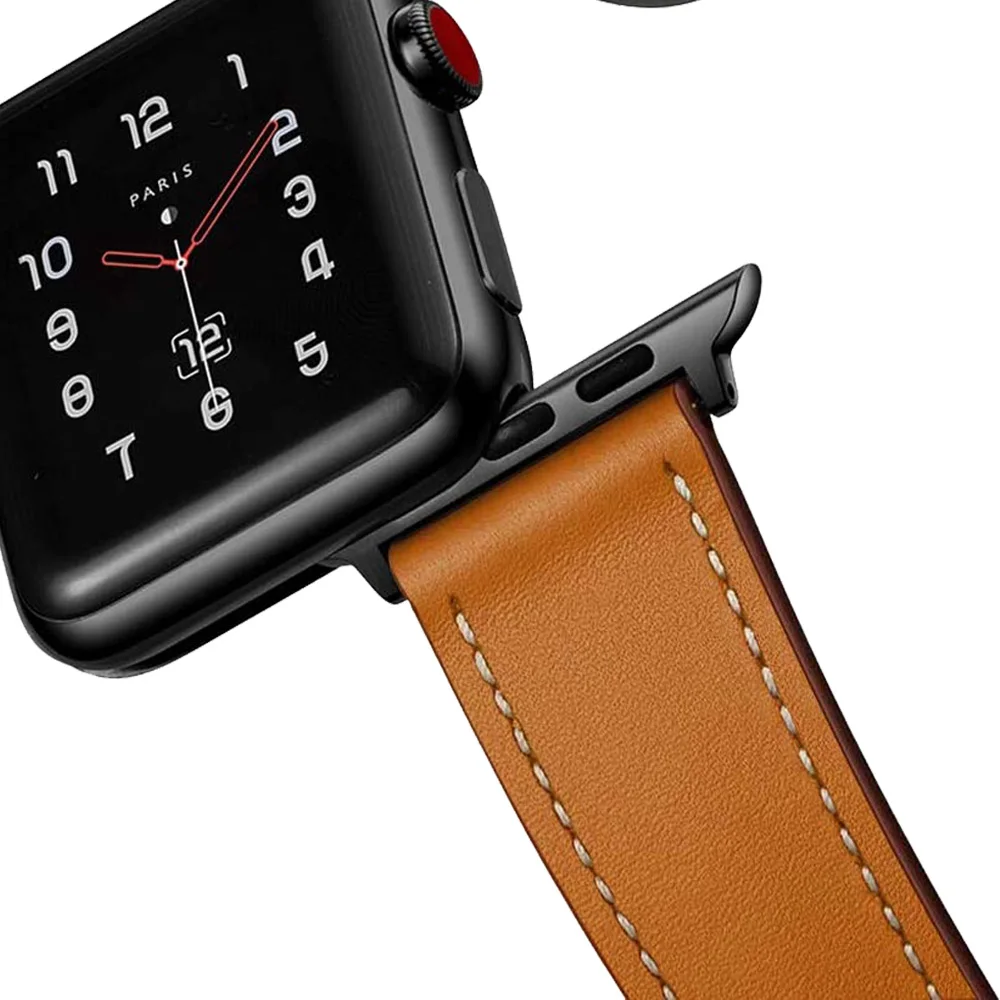 Casual Leather Apple Solid Watch Strap