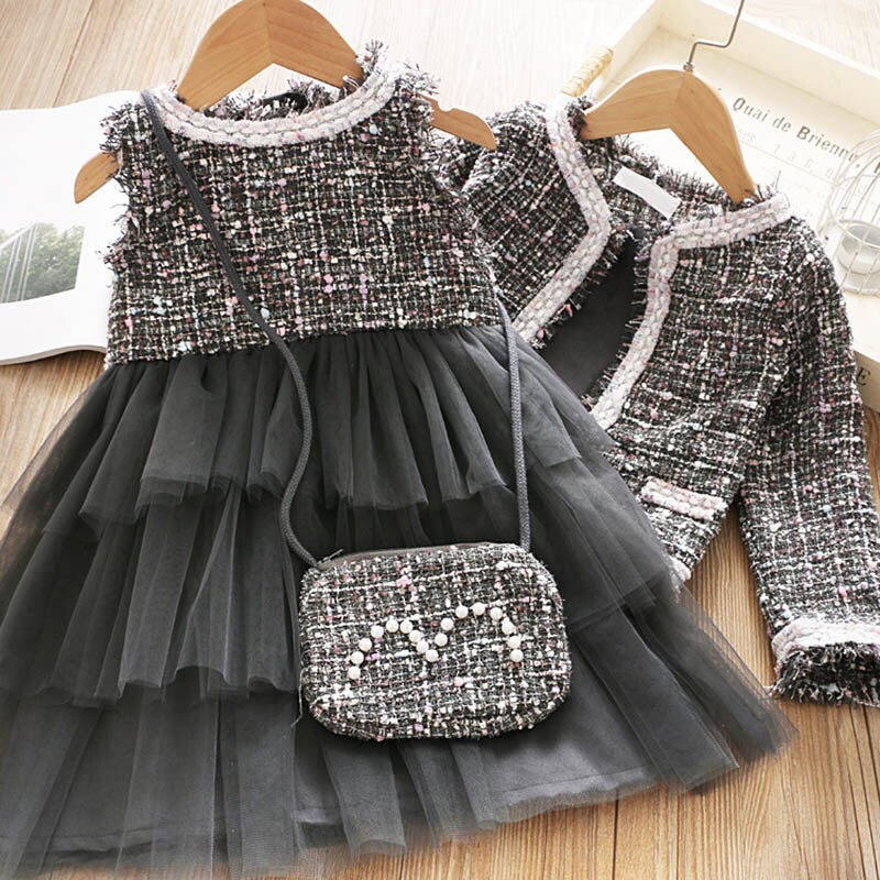 Girls Autumn Wool Clothing Set, 2 Pcs Girls Autumn Wool Clothing Set, 2 Pcs