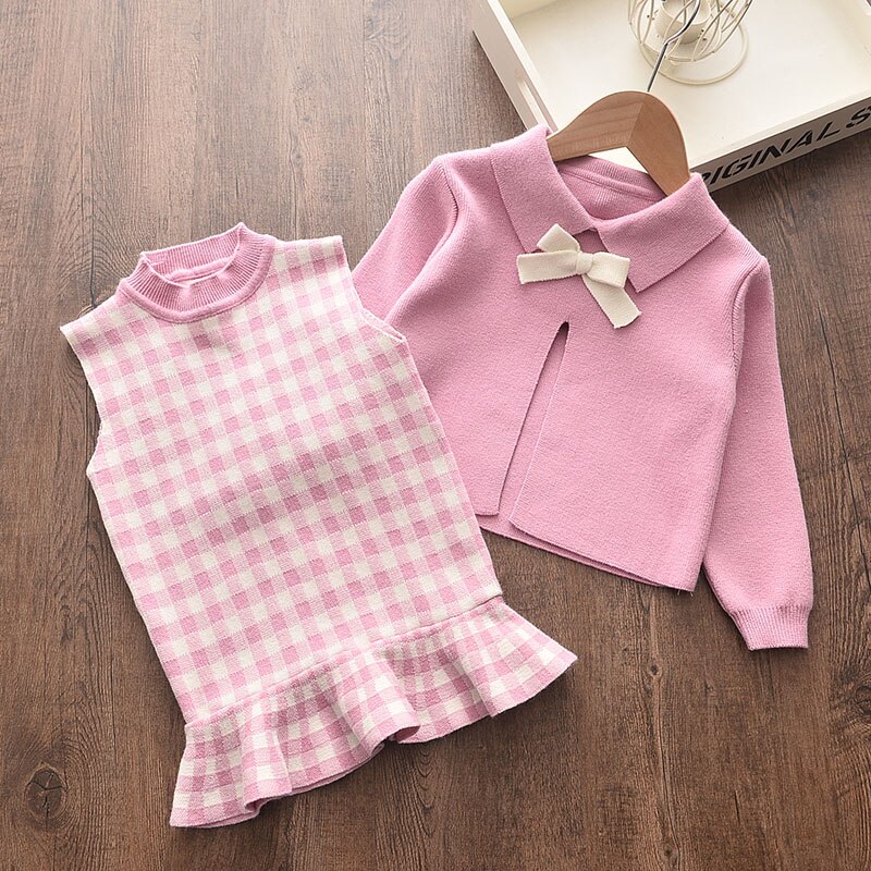 Girls Autumn Wool Clothing Set, 2 Pcs Girls Autumn Wool Clothing Set, 2 Pcs