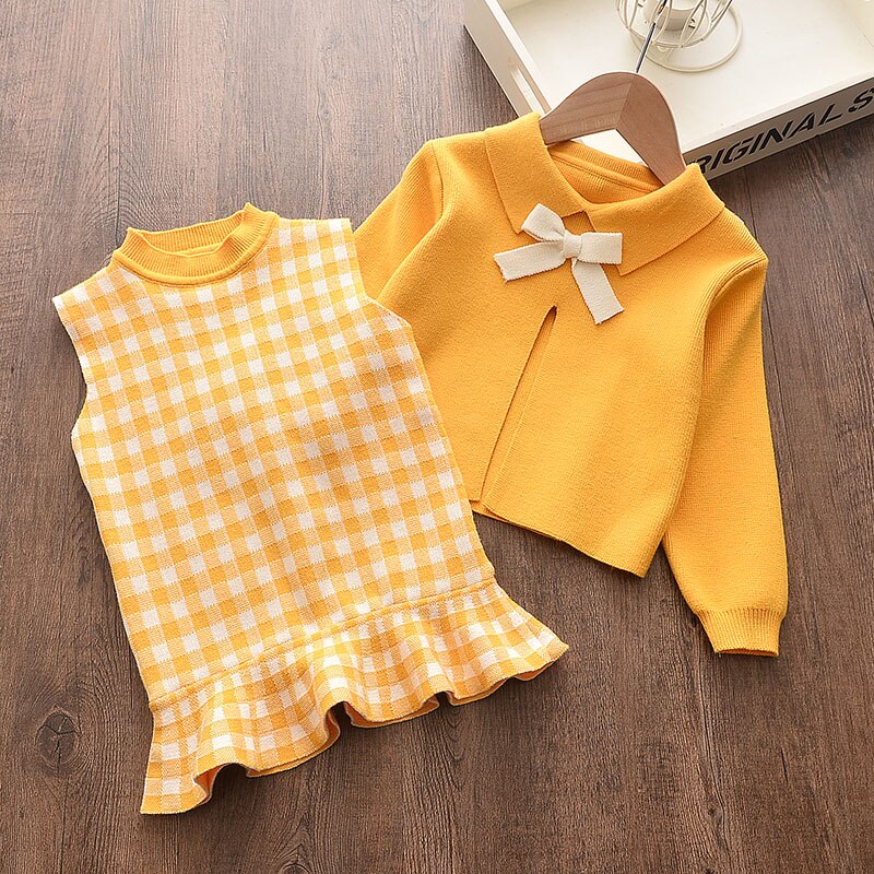 Girls Autumn Wool Clothing Set, 2 Pcs Girls Autumn Wool Clothing Set, 2 Pcs