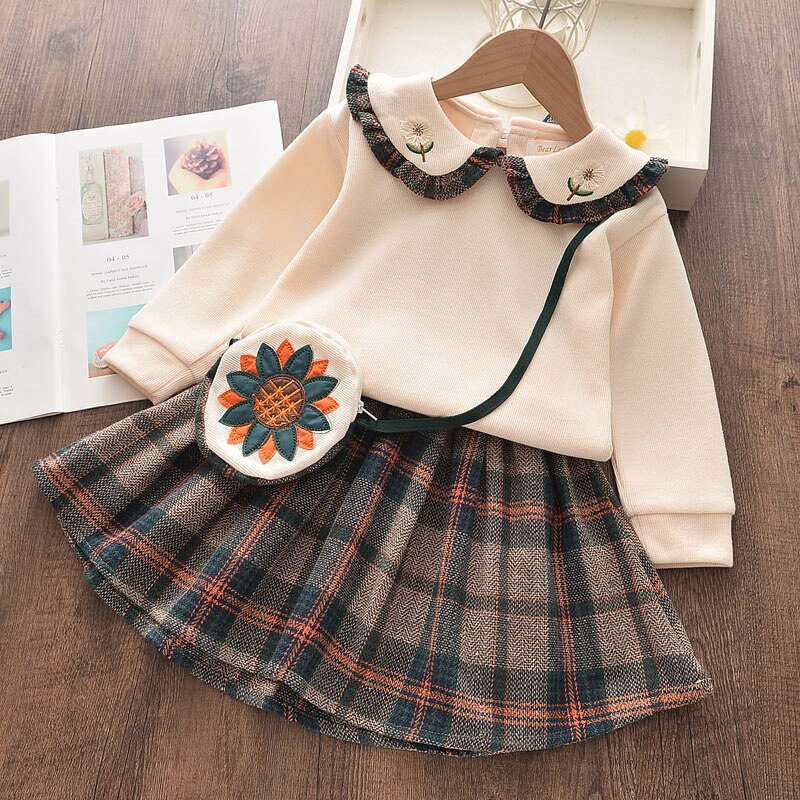 Girls Autumn Wool Clothing Set, 2 Pcs Girls Autumn Wool Clothing Set, 2 Pcs