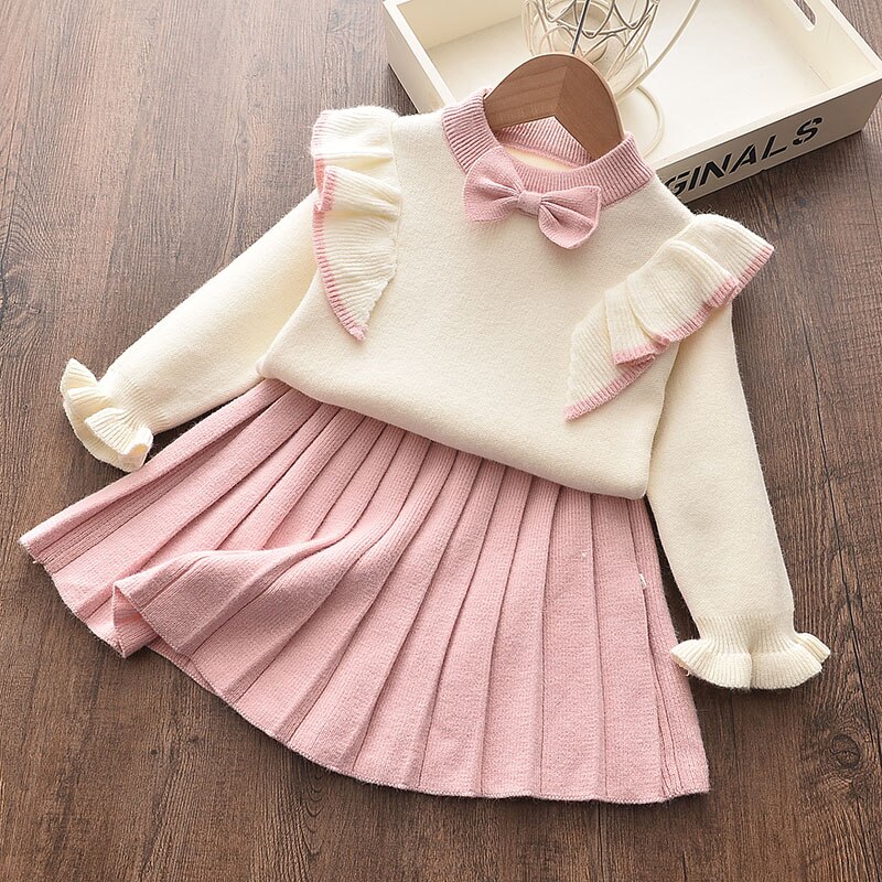 Girls Autumn Wool Clothing Set, 2 Pcs Girls Autumn Wool Clothing Set, 2 Pcs