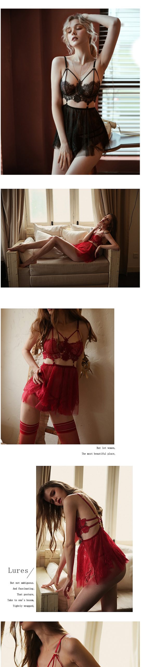 Women's Backless Lace Intimate Set